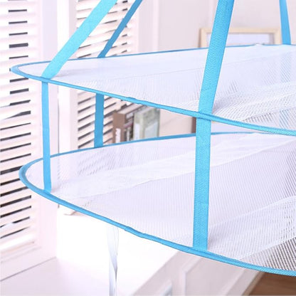 iayokocc 2 Tiers Folding Drying Rack, Folding Mesh Clothes Hanging Dryer, Portable Sweater Drying Rack Lay Fold Flat to Dry Mesh Clothes Hanger for T-Shirt, Swimsuit, Sweater, Delicates