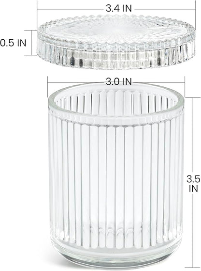 MKOSAB 2 Pack Glass Qtip Holder Dispenser - Bathroom Organizers and Storage, Clear Apothecary Jars Set, Bathroom Essentials Accessories Decor, Vanity Makeup Storage Organizer (Clear)