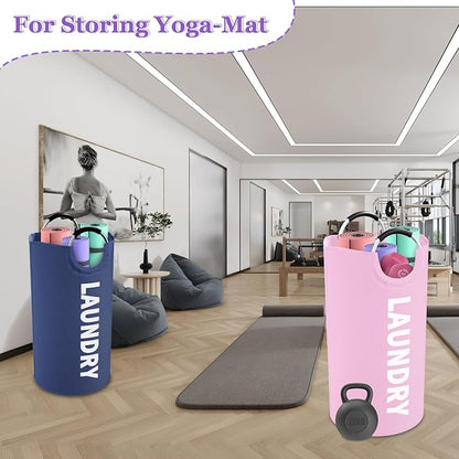 2Pcs Folding Laundry Basket for Adult, 95L Portable Laundry Baskets with Aluminum Handles, Multi-functional Dirty Clothes Hampers for Bedroom, Travel, Navy Blue + Pink
