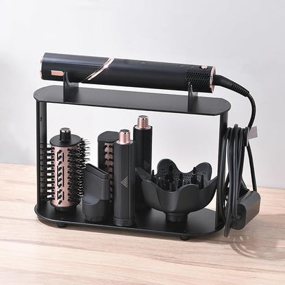 Affogato Hair Dryer Holder Compatible with Shark FlexStyle, Countertop Curling Wand Organizer, Steel Rack with Cord Hanger for Attachments Curlers Brushes Diffuser Accessories Storage