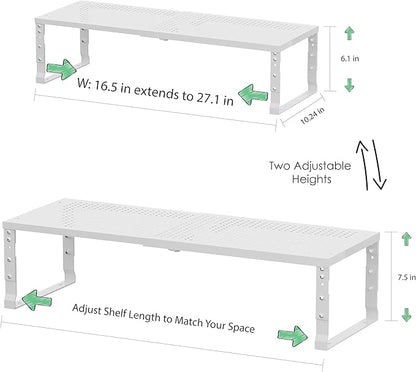 Flat Top Storage Rack - Expandable Countertop Space Saver, Heavy-Duty Steel Construction, Powder Coated Finish for Kitchens, Bathrooms, Workshops or Offices