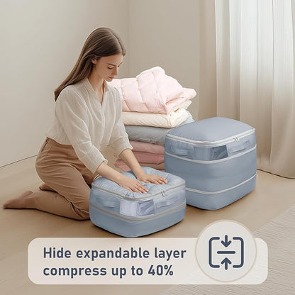 DIMJ Compression Storage Bags 6 Pack - Blanket Storage Bags with Window Zipper, Ultra Space Saving Self Compression Organizer for Puffer Jacket, Bedding, Lightweight Comforter Duvet, Sweater, Sheet
