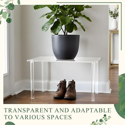 2 Pcs 17 Inch Extra Large Acrylic Risers Display Stands Rectangular 4-leg Acrylic Plant Stand, 6mm Thick Clear Shelf Riser Display Stands for Decor Collectibles Figures and Item Photography