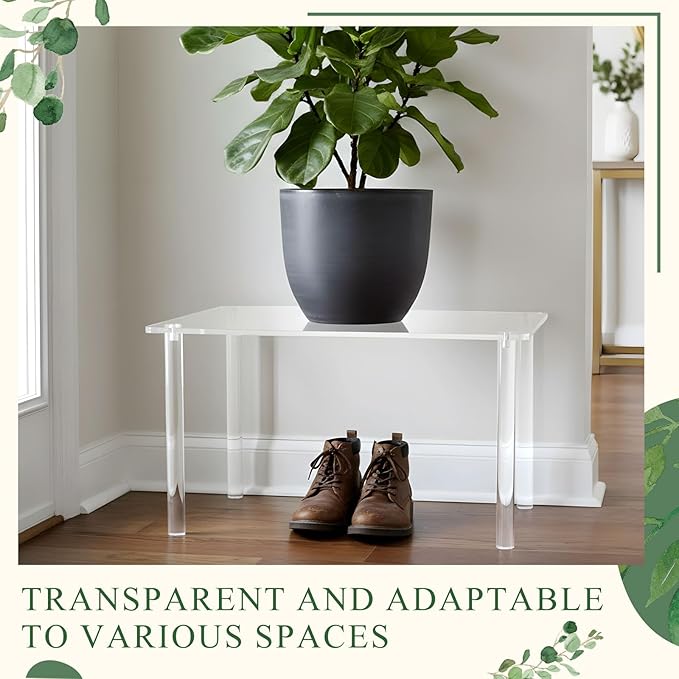 1 Pcs 17 Inch Extra Large Acrylic Risers Display Stands Rectangular 4-leg Acrylic Plant Stand, 6mm Thick Clear Shelf Riser Display Stands for Decor Collectibles Figures and Item Photography