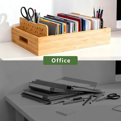 Bamboo Drawer Organizer Boxes, Natural Bamboo Storage Tray Drawer Organizer Set, Kitchen Utensil Holder & Cutlery Tray with 5 Custom Adjustable Dividers Cutlery Tray Drawer Dividers for Flatware
