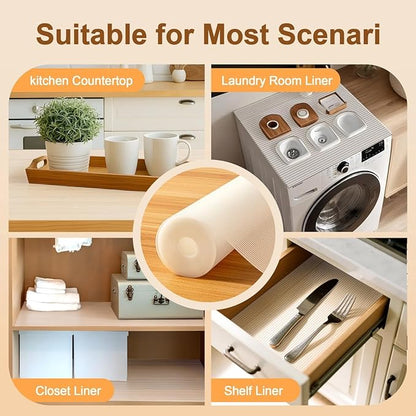 FEXIA Shelf Liners for Kitchen Cabinets Drawer Non Adhesive Non-Slip Liner 12 Inches x 20 FT Waterproof & Oil-Proof Durable Material Fridge Liner for Shelves