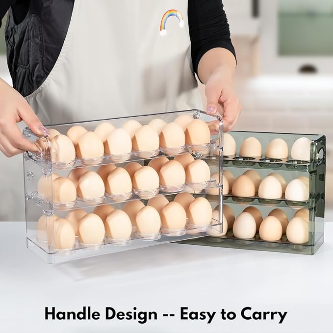 Egg Holder for 36 Eggs, Egg Storage for Refrigerator, PET Egg Container for Kitchen Countertop, Egg Dispenser, Egg Tray, Clear