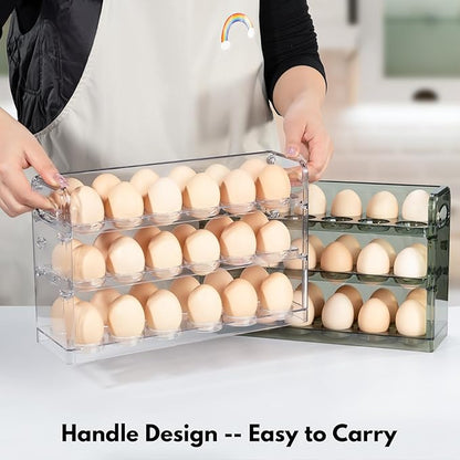Egg Holder for 36 Eggs, Egg Storage for Refrigerator, PET Egg Container for Kitchen Countertop, Egg Dispenser, Egg Tray, Clear