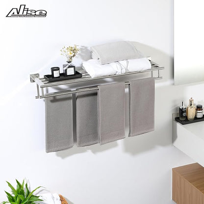 Alise Towel Rack,Towel Hanger Towel Shelf with Double Towel Bars for Bathroom Lavatory,28 Inch SUS 304 Stainless Steel Wall Mount Towel Holder,Polished Chrome