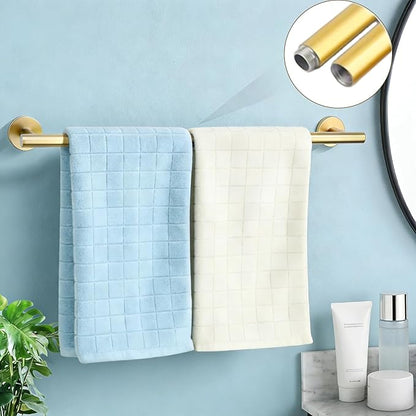 5Pcs Brushed Gold Bathroom Hardware Towel Bar Accessories Set 23.6 Inch SUS304 Stainless Steel Bath Towel Racks with Toilet Paper Holder Shelf for Bathroom Kitchen Wall Mounted, Middle Removable