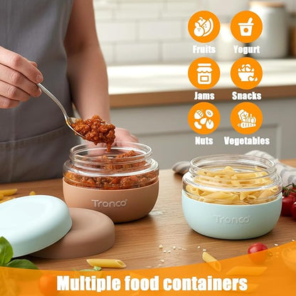 Tronco 24 oz Glass Food Storage Containers with Lids, Airtight, Leak & Spill Proof Glass Lunch Bowls for Meal Prep, Salad, Yogurt, Soup & Stew, Microwave & Dishwasher Safe, BPA-Free, Set of 1