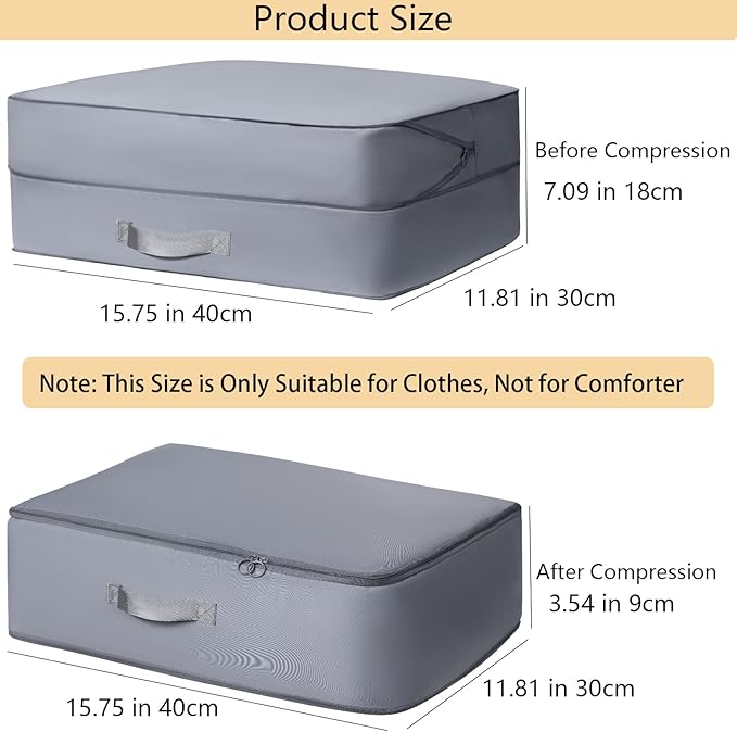 HAIKYPO 4 Pack Compression Bags for Storage,Ultra Space Saving Self Compression Organizer Bags,Sweater Organizer for Closet,Clothes Storage Bag (Gray,Large)