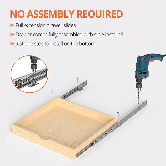 ZOINLIY Wooden Pull Out Cabinet Organizer, Slide Out Drawer for Kitchen Organizers and Storage, Soft Close, Heavy Duty, Fully Expandable
