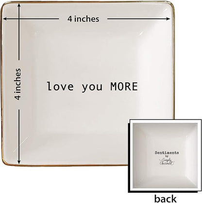 Simply Charmed Love You More Valentine's Day Gift | Husband and Wife Ring Dish | Jewelry Ring Holder | Elegant Trinket Tray Organizer Dish | Gift for Loved One