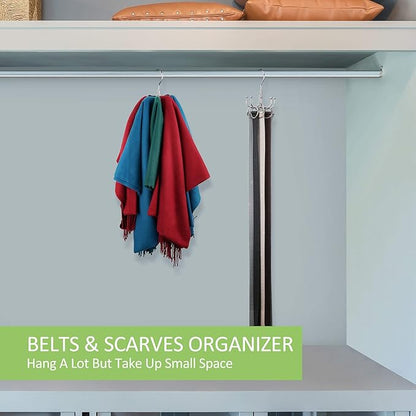 OMHOMETY Belt Hanger, 2 Pack Rotatable Belt Organizer for Closet, Accessories Rack, Space Saving Hanging Holder Storage Hook for Belt, Tie, Scarf, Purse, Bra, Tank Top, Black