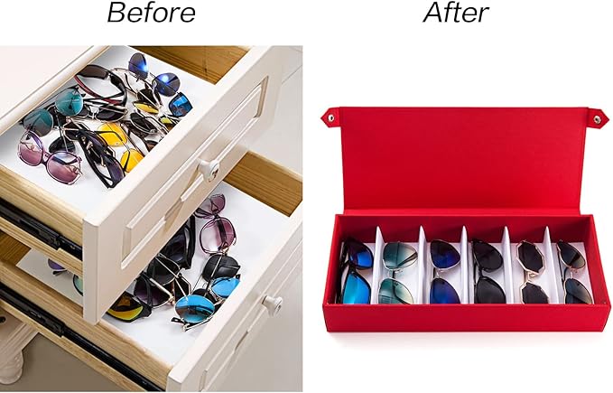 TRIUMPH VISION Sunglasses Organizer Storage Eyeglasses Holder - Multiple Glasses Case Box Eyewear Case with Lid