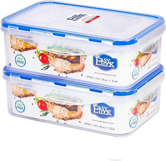 KIGI 2 PACK 38.9Oz Reusable Meal Prep Containers with Lids, Airtight Food Storage Containers Set, Leak-proof To Go boxes for Food, Microwave & Freezer & Dishwasher Safe