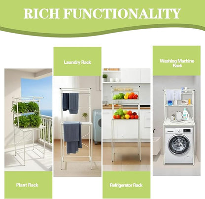 Laundry Room Storage Organizer, 3 Tier Over The Washer and Dryer Storage Shelves, Washer and Dryer Storage Rack Space Saver Standing Rack for Bathrooms, Laundry Rooms, White+Marble