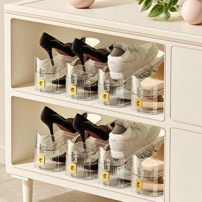 Clear Shoe Slot Organizers 20PACK Shoe Stacker Organizer for Closet Adjustable Shoes Rack Holders Zapateras Organizers