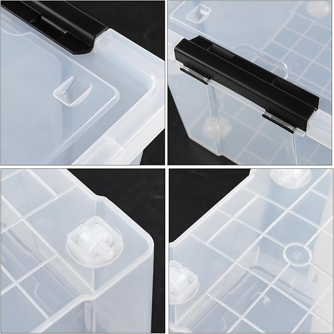 Sandmovie 4 Packs 50 Quart Large Plastic Clear Storage Box with Wheels, Clear Totes for Storage with Lids