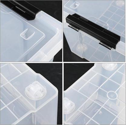 Sandmovie 4 Packs 50 Quart Large Plastic Clear Storage Box with Wheels, Clear Totes for Storage with Lids