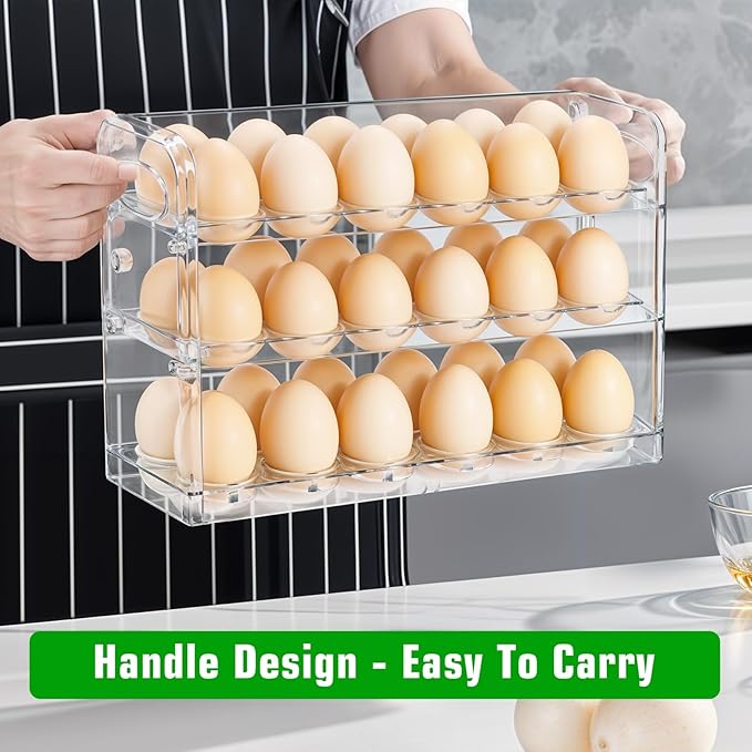 Tobeelec Clear Egg Holder for 36 Eggs, Egg Storage for Refrigerator, PET Egg Container for Kitchen Countertop, Egg Dispenser, Egg Tray