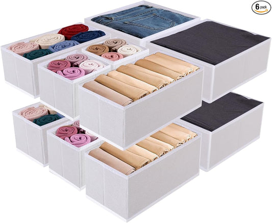 Drawer Organizer Set for Baby Clothes, Nursery Dresser Storage, Closet Dividers for Socks, Underwear, Bra (White, 12 pcs)