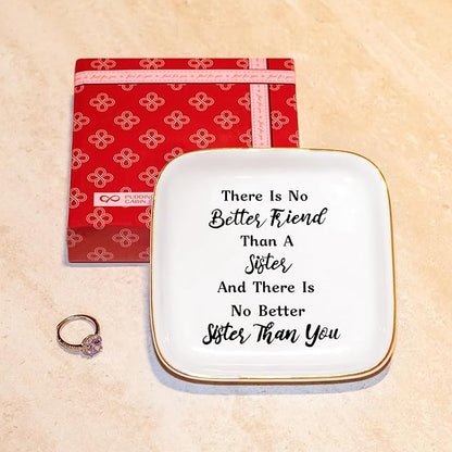 PUDDING CABIN Sister Gifts from Sister Soul Sisters Birthday Gifts for Women Funny Sis Jewelry Dish Adult Sister In Law Gifts