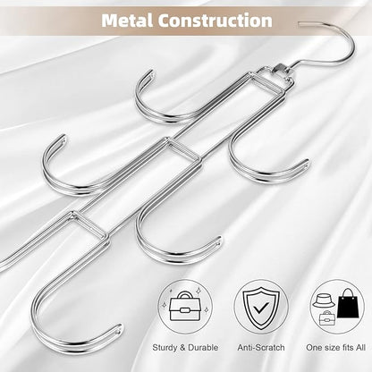 Purse Hanger Organizer for Closet, 2 Pack Handbag Storage Organizer, Hanging Purse Holder for Closet Organization and Space Saving, Accessories Organizer for Bags, Belts, Hats, Scarves, Ties