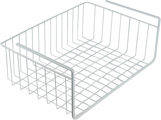 White Wire Under-Shelf Storage Basket, 17-Inch – Durable Organization Solution for Kitchen, Pantry, and Closet