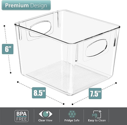 Sorbus 2 Pack Medium Clear Plastic Storage Bins, Clear Organizer Bins with Handle for Kitchen, Pantry, Cabinet, Refrigerator, Craft, Toys, Clothes, Closet, Under Sink, Bathroom Organizers and Storage