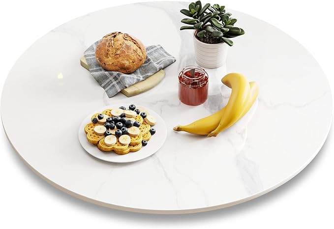Lazy Susan Turntable 19.6 Inch - 360° Silent Rotating Anti-Slip Serving Tray, Heavy Duty Centerpiece for Kitchen, Dining & Coffee Table - White Modern Design with Non-Slip Base