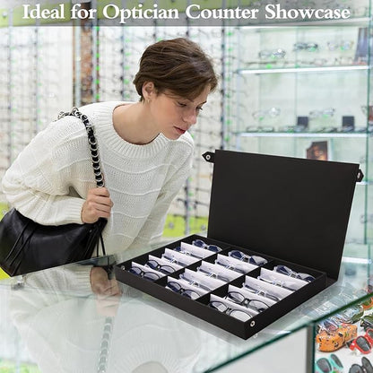 Baojulong 15-Slot Eyeglass Case Organizer - Large Capacity Storage for Prescription Glasses & Eyeglasses, Great for Retail & Home Use