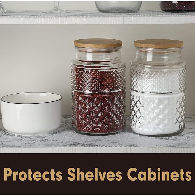 Drawer and Shelf Liner 12 in x 10 FT, Non Adhesive Water Resistant, Easy Clean and Trim, Smooth Surface Liners for Kitchen Cabinet, Shelves, Drawers, Pantry, Marble