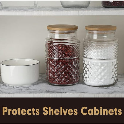 Drawer and Shelf Liner 12 in x 10 FT, Non Adhesive Water Resistant, Easy Clean and Trim, Smooth Surface Liners for Kitchen Cabinet, Shelves, Drawers, Pantry, Marble