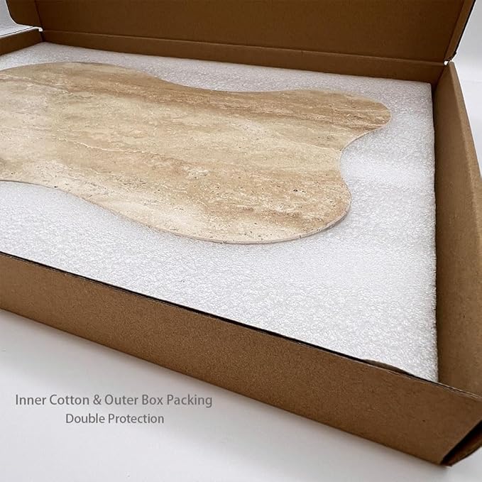 Cloud Shape 100% Natural Travertine Tray Luxury Travertine Vanity Organizer for Bathroom Kitchen Counter, Decorative Tray for Dresser Home Décor, 13.3x8.3x0.7 inches