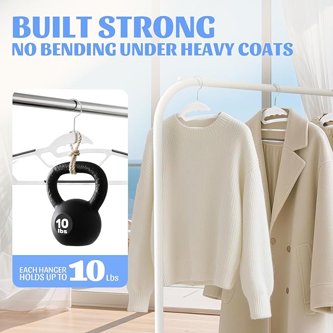 Sishynio Plastic Hangers 30 Pack, Non-Slip Slim Hangers with 360 Degree Rotating Hook, Space Saving Heavy Duty Clothes Hangers for Closet Wardrobe, Shirts, Pants, Coats(White)