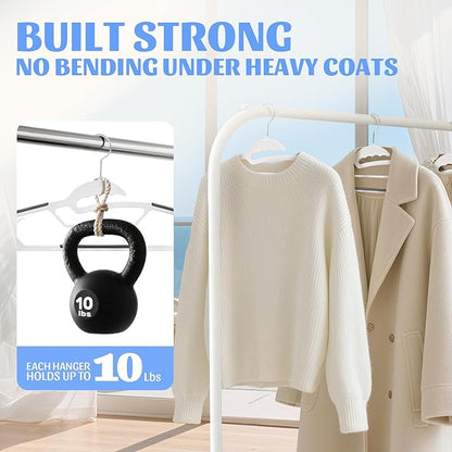 Sishynio Plastic Hangers 30 Pack, Non-Slip Slim Hangers with 360 Degree Rotating Hook, Space Saving Heavy Duty Clothes Hangers for Closet Wardrobe, Shirts, Pants, Coats(White)