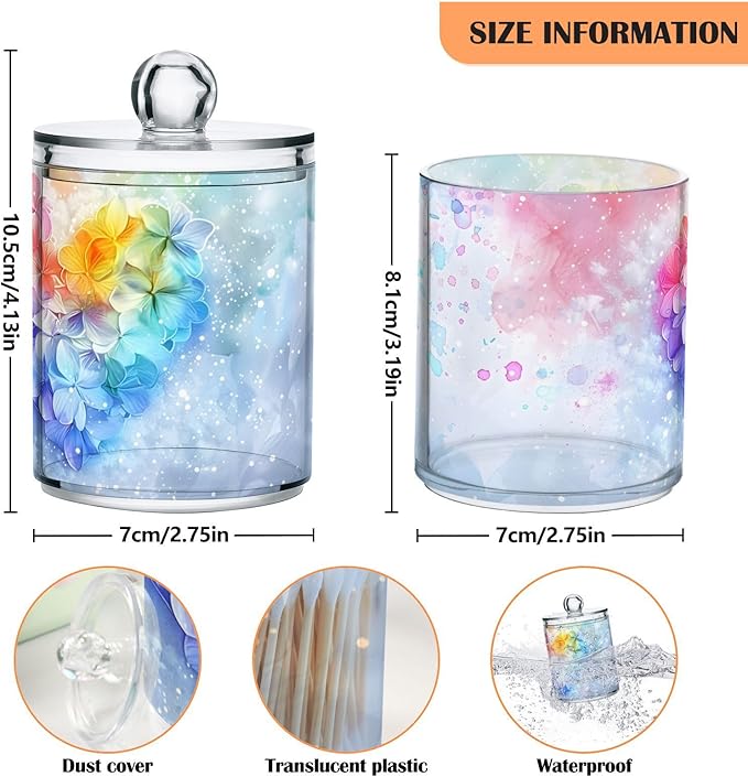 MNSRUU 4 Pack Qtip Holder Organizer Dispenser Pink Hearts Bathroom Containers Bathroom Vanity Storage Canister Apothecary Jars for Cotton Swabs/Pads/Floss