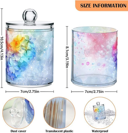 MNSRUU 4 Pack Qtip Holder Organizer Dispenser Pink Hearts Bathroom Containers Bathroom Vanity Storage Canister Apothecary Jars for Cotton Swabs/Pads/Floss