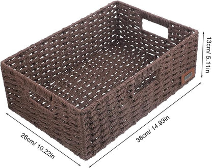 Rustic Woven Storage Baskets Decorative Basket for Shelves for Office Kitchen