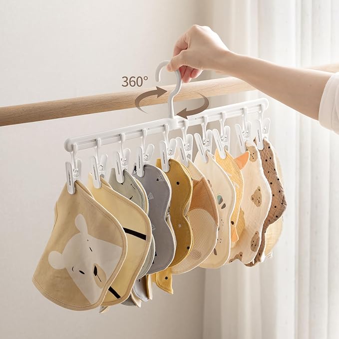 Plastic Drying Rack with 10 Clips for Drying Socks Baby Clothes Drying Towels Rotatable Sock Drying Rack