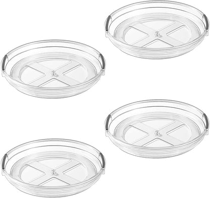 LAMU 4 Pack 9.25in Lazy Susan Organizer, Clear Lazy Susan Turntable for Cabinet, Refrigerator, Table Top, Kitchen, Bathroom, Pantry Organizers and Storage