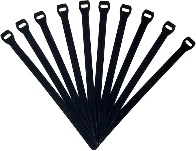 Reusable Cable Ties Large and Strong Gripping Jumbo Size 3/4" x 16" for Large Bundles of Cables - 10 Pack (Black)