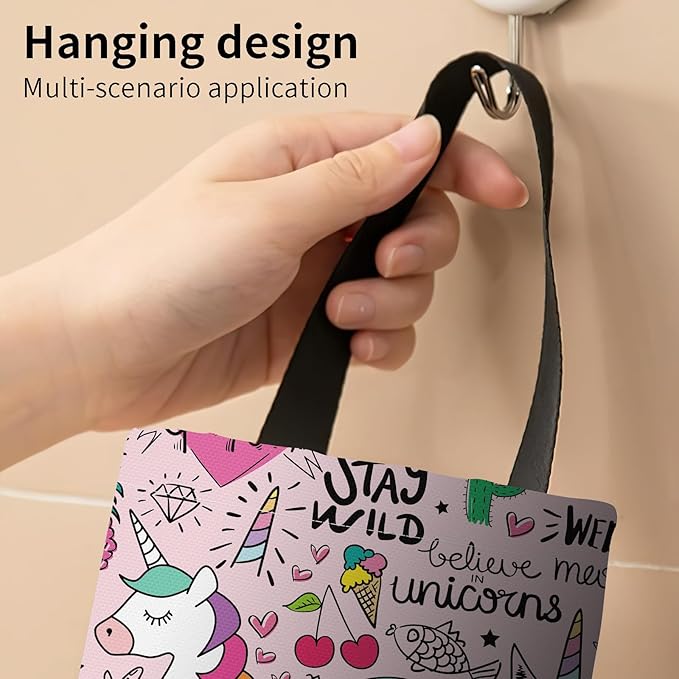 Plastic Bag Holder, Wall Mount Grocery Bag Organizer, Funny Hanging Trash Bag Storage Dispenser for Home Kitchen Cute Unicorn