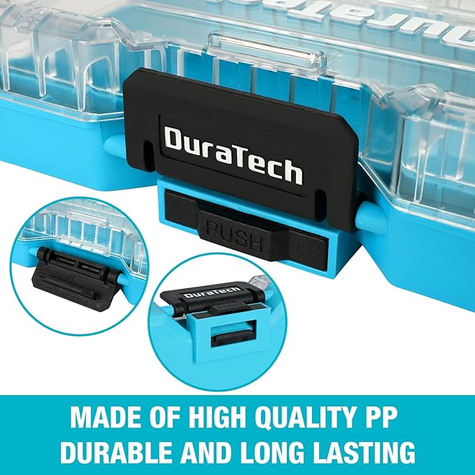 DuraTech 3 Pieces Small Parts Organizer, 14 Compartments, Removable Dividers, Portable Hardware Tool Box Organizer with Transparent Plastic Lid, Durable Cases Storage for Small Tools and Accessories