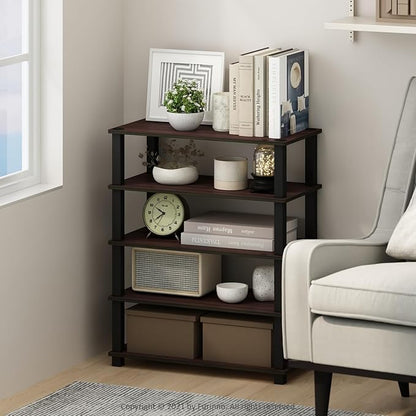 Furinno Turn-S-Tube Storage Shelves Set of 2, 3-Tier Stackable Standing Shelf, Open Corner Shelf, for Organization and Storage, Living Room, Garage, Home Office, Dark Cherry