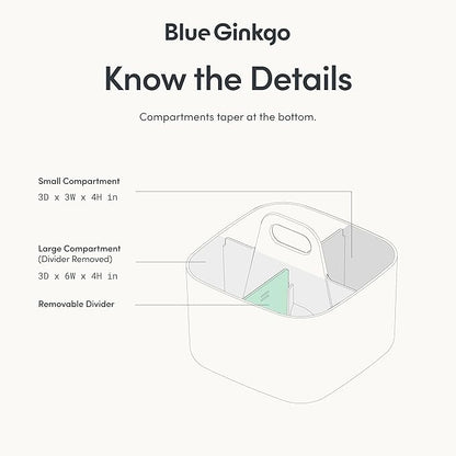 BLUE GINKGO Small Stackable Organizer Caddy – Korean-Made Portable Tote for Bathroom, Office, Crafts, or School Supplies (Square, Blue)