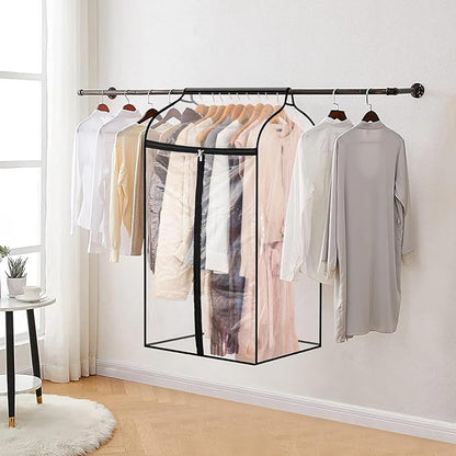 Hanging Garment Bag for Closet Winter Clothes Storage with Clear Window Coat Rack Cover Large Clothing Bags with Zipper Dust Proof Dress Protector (Small)