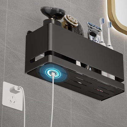 YESENT Aluminum Electric Toothbrush Holder - Bathroom Wall Mounted Toothbrush Holder (Black, Three Slot)